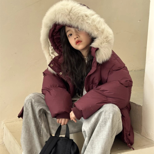 反季儿童宝宝羽绒服男童女童白鸭绒洋气冬季加厚童装大毛领派克服