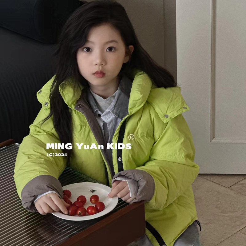 儿童冬季加厚保暖羽绒服男款2025新款冬季女童洋气宝宝连帽外套