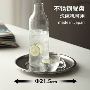 玉虎堂制作所日本进口304不锈钢盘子感圆形餐盘家用ins早餐盘