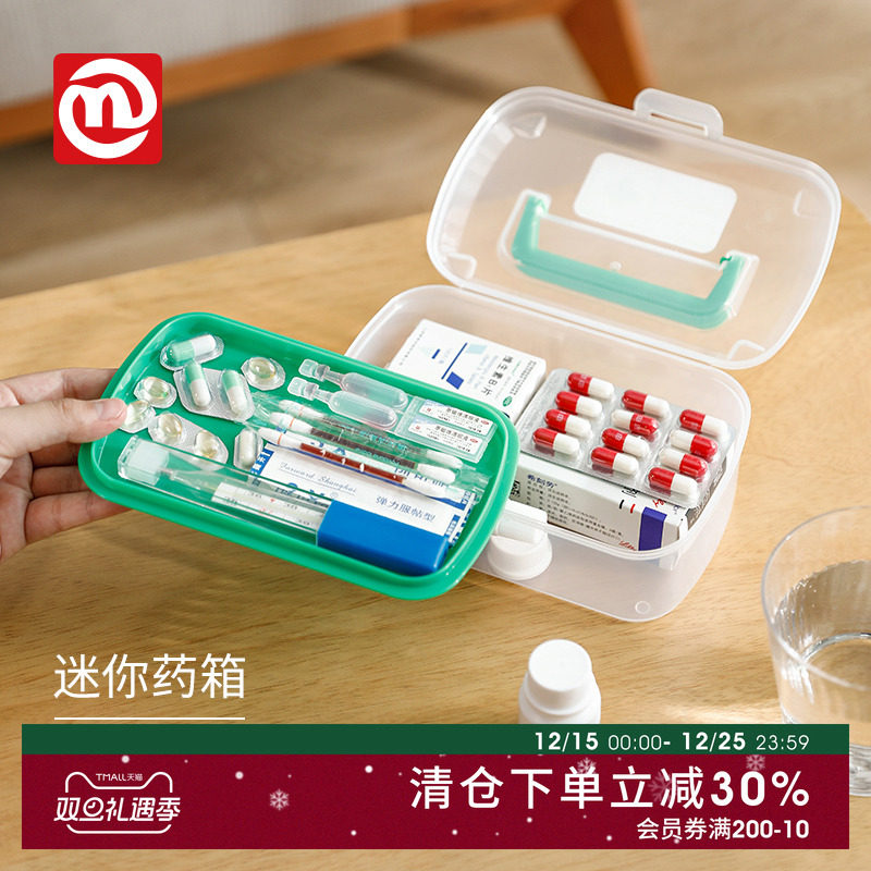 NAKAYA日本进口医药箱家用小药箱便携多功能塑料药品收纳盒急救箱