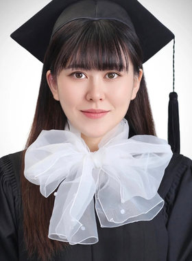甜美学院珍珠白色蝴蝶结毕业丝巾系脖高级感韩系学士服欧根纱配饰