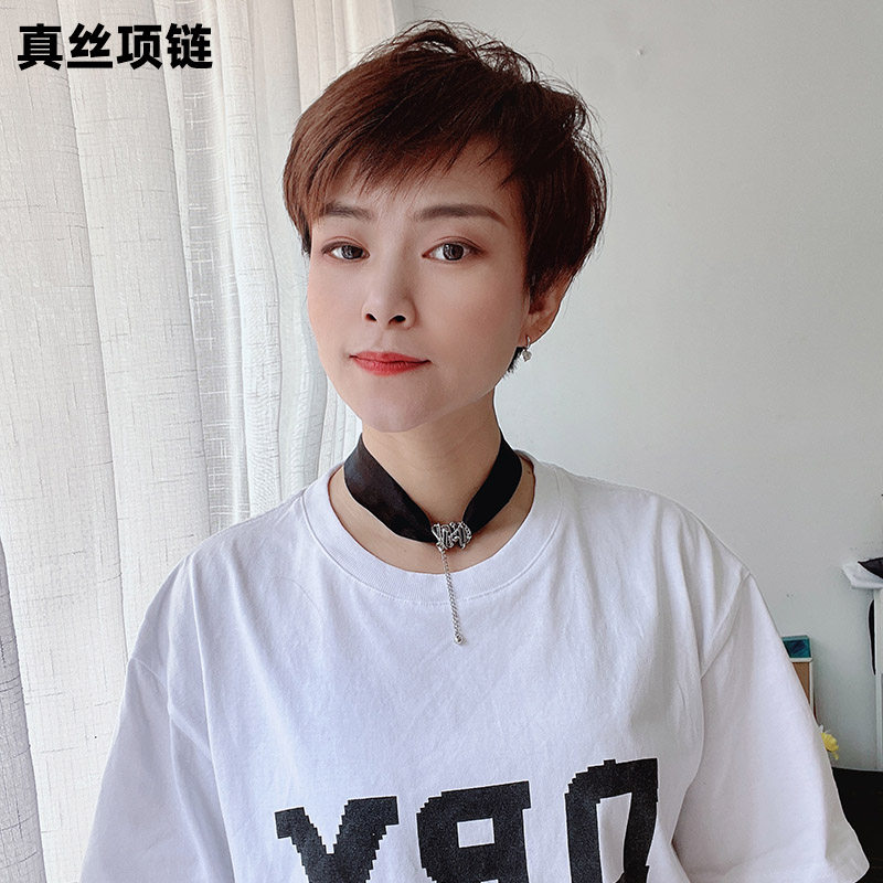 夏天甲状腺遮疤脖子配饰配t恤的项链丝巾锁骨链黑色真丝颈带女
