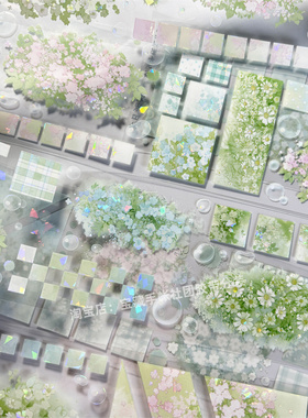 手帐分装胶带a839春日光影朝夕手帐工作室光线古风PET素材账贴纸