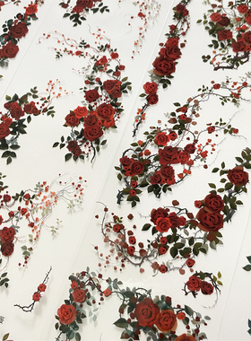 手帐分装胶带g95细嗅蔷薇景物志玫瑰花边古风素材账流麻贴纸咕卡