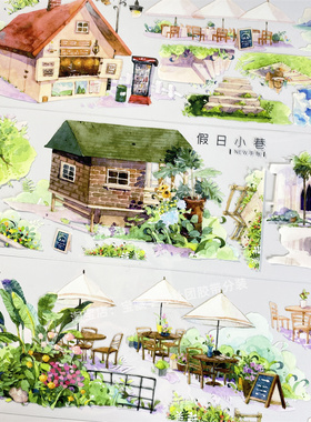 手帐分装胶带a958假日小巷NEW手帐小镇古风PET素材账流麻diy贴纸