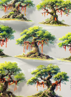 手帐分装胶带a257祈福树贰江月令绸带袋古风PET素材账流麻diy贴纸