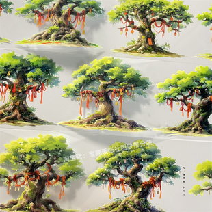 手帐分装胶带a257祈福树贰江月令绸带袋古风PET素材账流麻diy贴纸