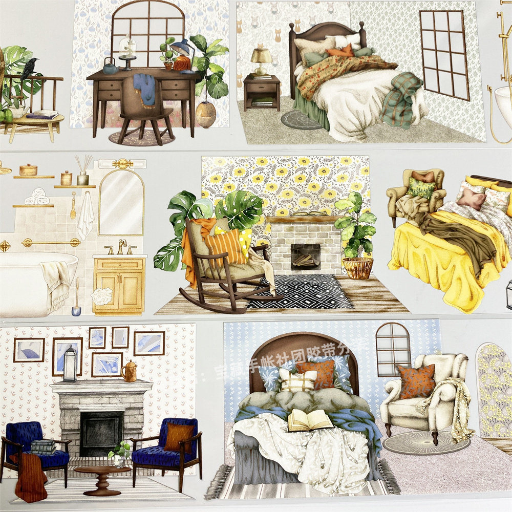 手帐分装胶带z46温暖之居MOODTAPE室内造景PET素材账流麻diy贴纸