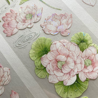 手帐分装胶带b52清水出芙蓉粉月海研究所荷花叶古风素材账流麻贴