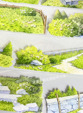 手帐分装胶带a403山野坪台景物志台阶小路古风PET素材账流麻贴纸