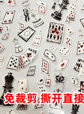 手帐分装胶带n6checkmate新款DIY扑克牌PET月海素材账手机壳贴纸