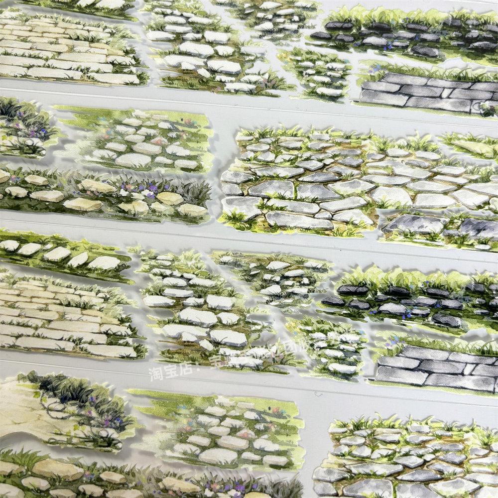 手帐分装胶带a778石板小径MOODTAPE石头古风PET素材账手机壳贴纸