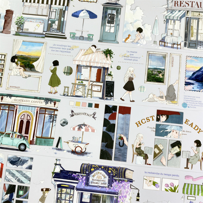 手帐分装胶带q34夏末的云与旧雨MOODTAPE素材PET人账流麻贴纸咕卡