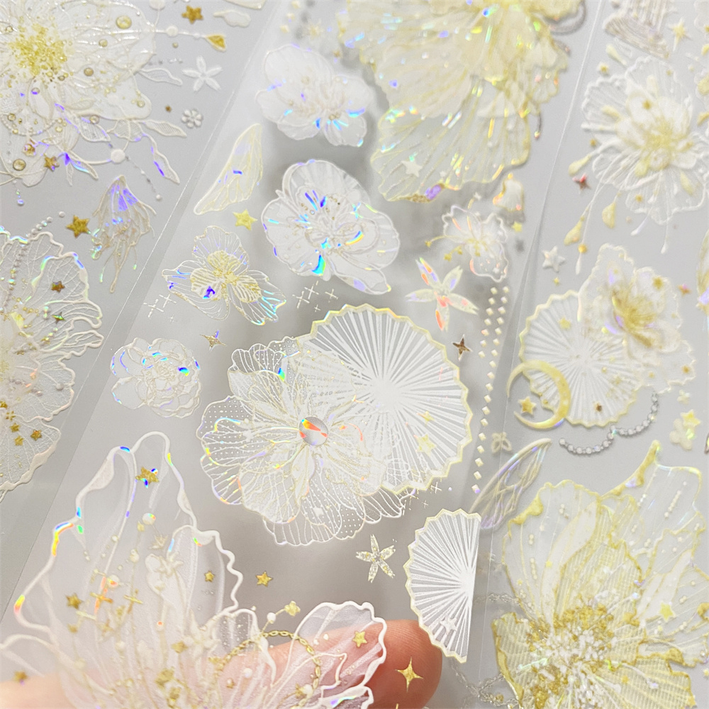 手帐分装胶带g89轻纱织MOODTAPE半透花PET古风素材账流麻贴纸咕卡