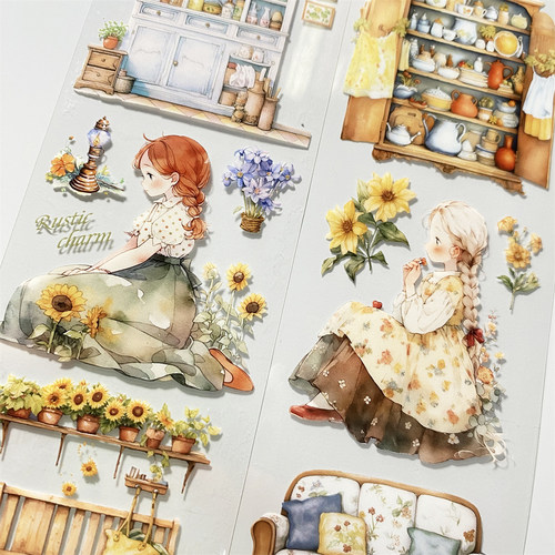 手帐分装胶带i76芳芳小曲女孩五宝文创PET古风素材账流麻贴纸咕卡