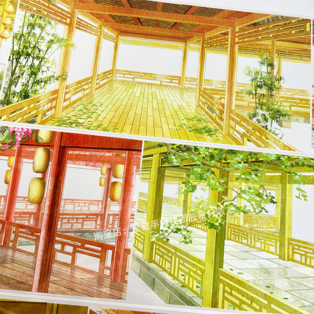 手帐分装胶带b053花檐廊下zero走廊楼道古风PET素材账流麻diy贴纸