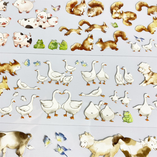 手帐分装胶带q87生灵万物zero猪鸭子羊驼马PET古风素材账diy贴纸
