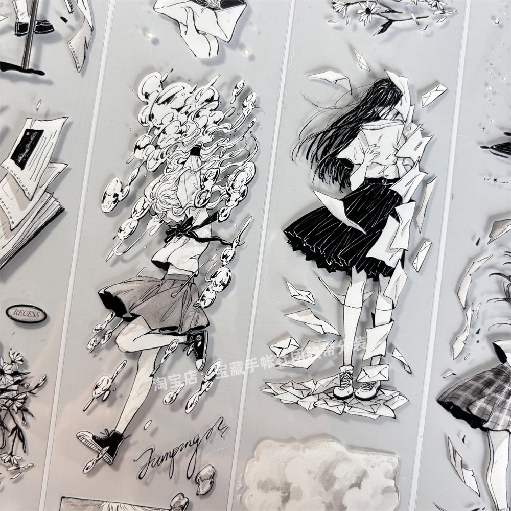 手帐分装胶带a512风吹思绪MOODTAPE漫画古风PET素材账手机壳贴纸
