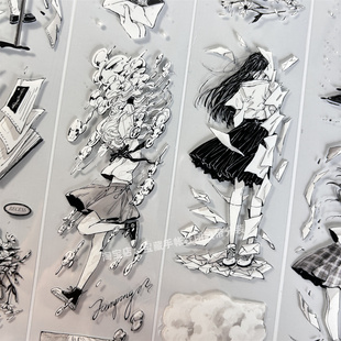 手帐分装胶带a512风吹思绪MOODTAPE漫画古风PET素材账手机壳贴纸