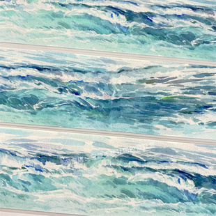 手帐分装 胶带a235海浪景物志大潮波浪水面古风PET素材账流麻贴纸