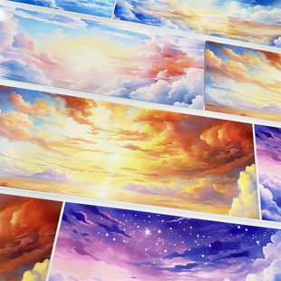 手帐分装胶带m16四时天空五宝文创大背景云古风素材账手机壳贴纸