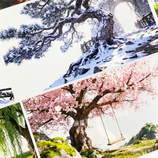 手帐分装胶带四季流转大王文创绿春夏秋冬古风PET素材账贴纸