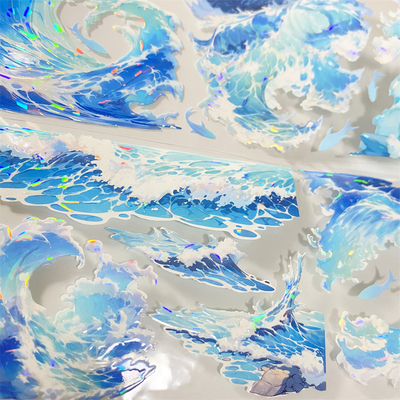 手帐分装胶带i83蔚蓝海波五宝文创浪花贝壳光古风素材账流麻贴纸