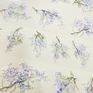 手帐分装 胶带m81紫云木紫色花朵树ZEROPET古风素材账流麻贴纸咕卡