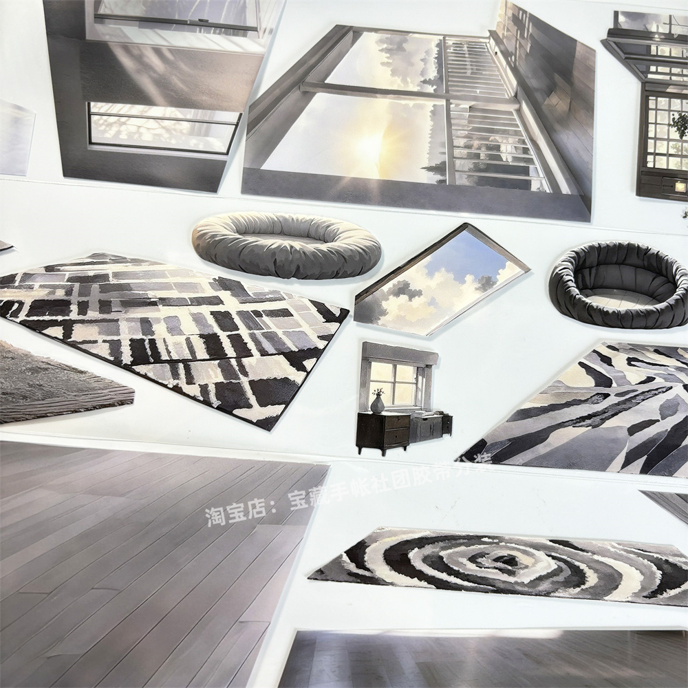 手帐分装胶带b091极简主义地板奶冻地毯古风PET素材账流麻diy贴纸