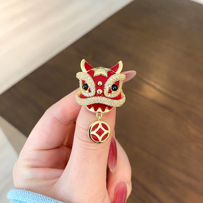 2025新款中国风国潮醒狮胸针