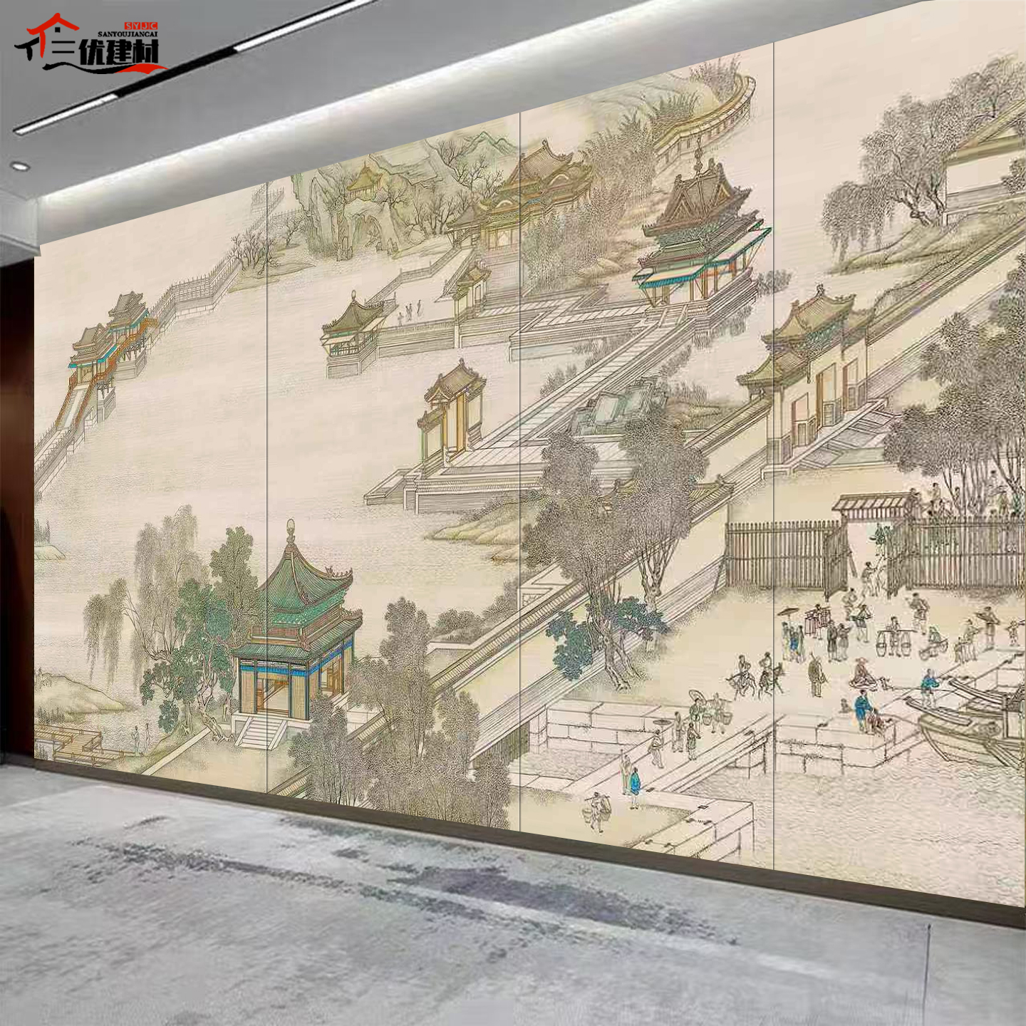 新中式硬包背景墙宋氏美学打印画