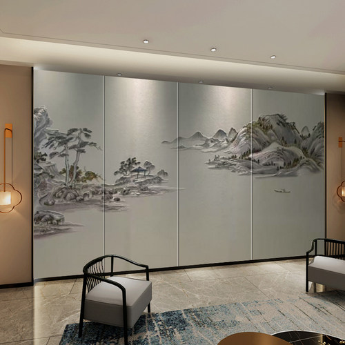 新中式硬包背景墙宋氏美学打印画