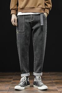 XZ304B-2-KZ2186CP55春夏牛仔裤日系工装大码男宽松小直脚裤时尚图片