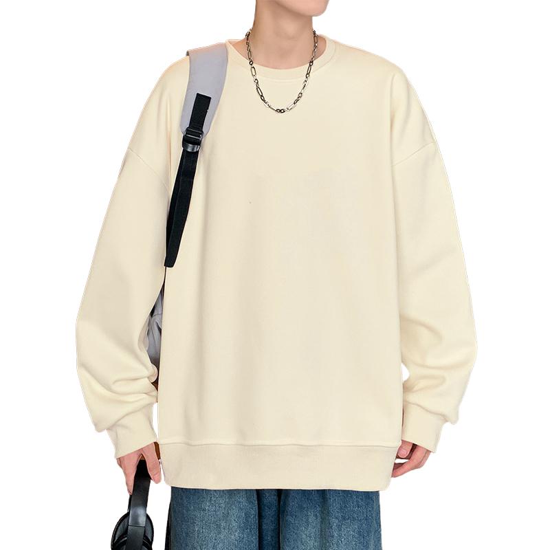 W300AP28加绒38秋冬重磅卫衣圆领外套oversize纯色港风长袖打底,男装卫衣,星座304A-1