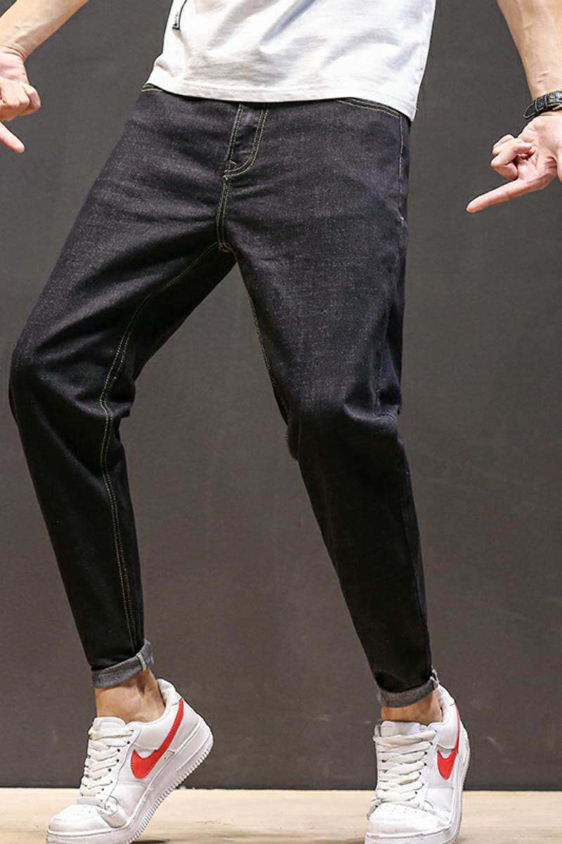 XZ304B-2A新款修身哈伦裤红色闪电刺绣潮流,男装牛仔裤,星座304A-1