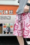 小熊满印冰丝短裤男夏季薄款潮牌大码运动休闲设计感宽松五分裤子，男装休闲裤，星座304A-1