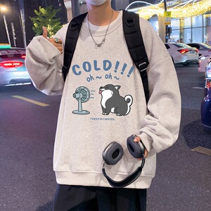 W559P35新品圆领卫衣休闲套头上衣ins港风卡通宽松潮牌男装图片