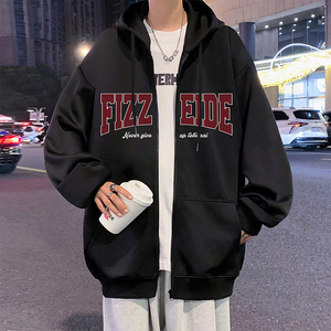 H198P70新品连帽卫衣外套含棉66%宽松休闲情侣拉链开衫衣服