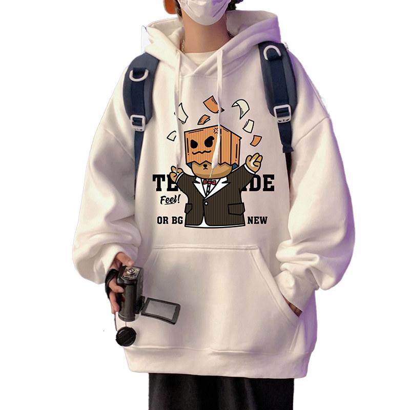 CM082BP60秋冬纯棉重磅连帽卫衣宽松长袖帽衫服纸袋熊港风外套,男装卫衣,星座304A-1
