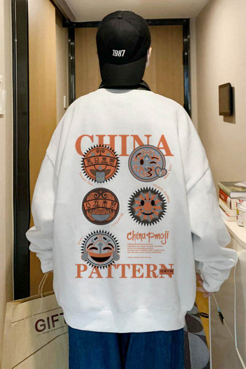 304A-1-W303AP35秋冬男士卫衣无帽外套港风百搭套头笑脸美式,男装卫衣,星座304A-1