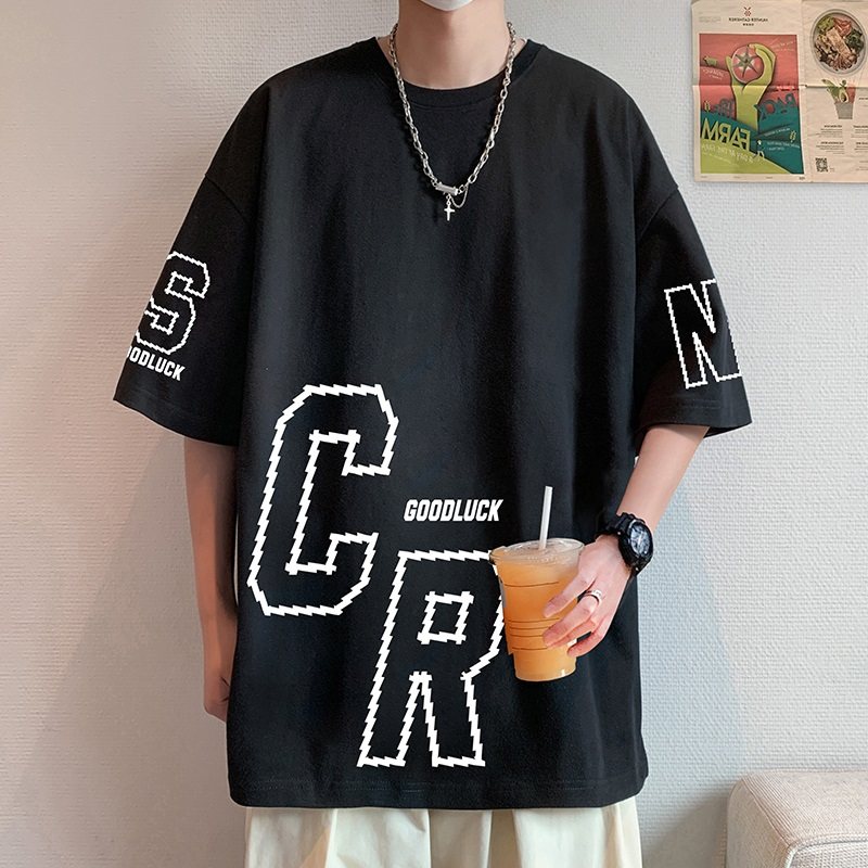 T778P26新品短袖t恤纯棉印花打底衫ins港风休闲学生半袖衫,男装T恤,星座304A-1