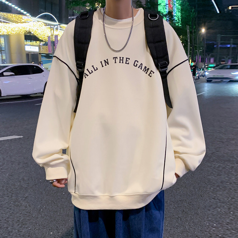 TZ030P55新品圆领卫衣条纹长袖内搭休闲宽松情侣装套头打底衫,男装卫衣,星座304A-1