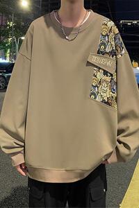WY001P45加绒60新品刺绣圆领卫衣宽松打底衫套头上衣服休闲图片