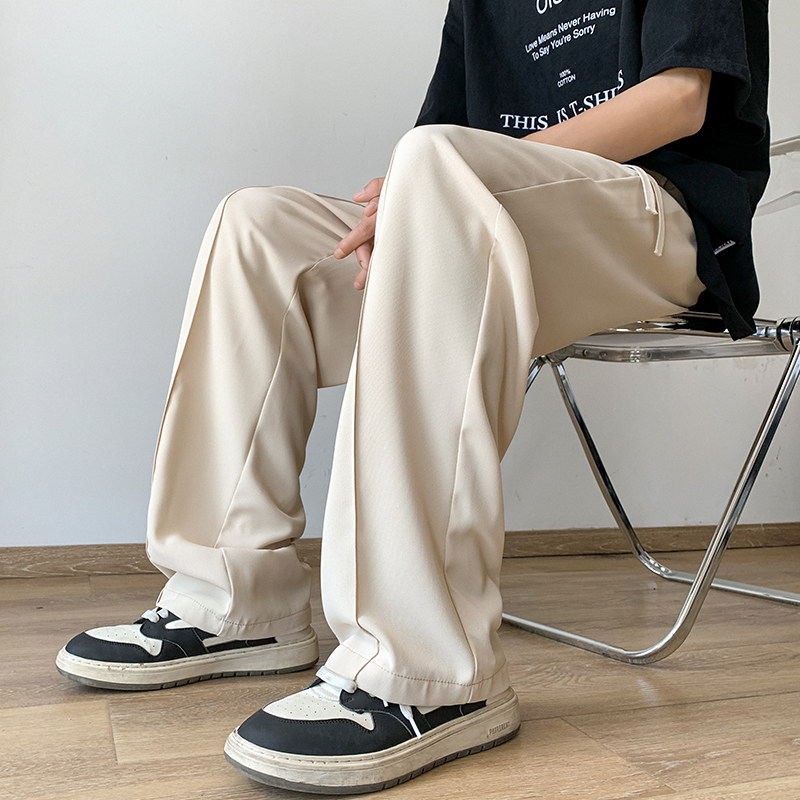 K881P42新品裤子丝薄款宽松直筒工装垂感拖地休闲长裤运动裤,男装休闲裤,星座304A-1