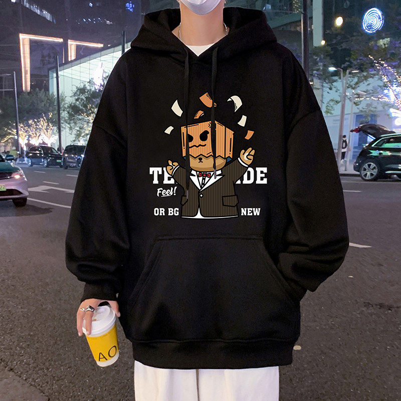 CM082BP60秋冬纯棉重磅连帽卫衣宽松长袖帽衫服纸袋熊港风外套,男装卫衣,星座304A-1