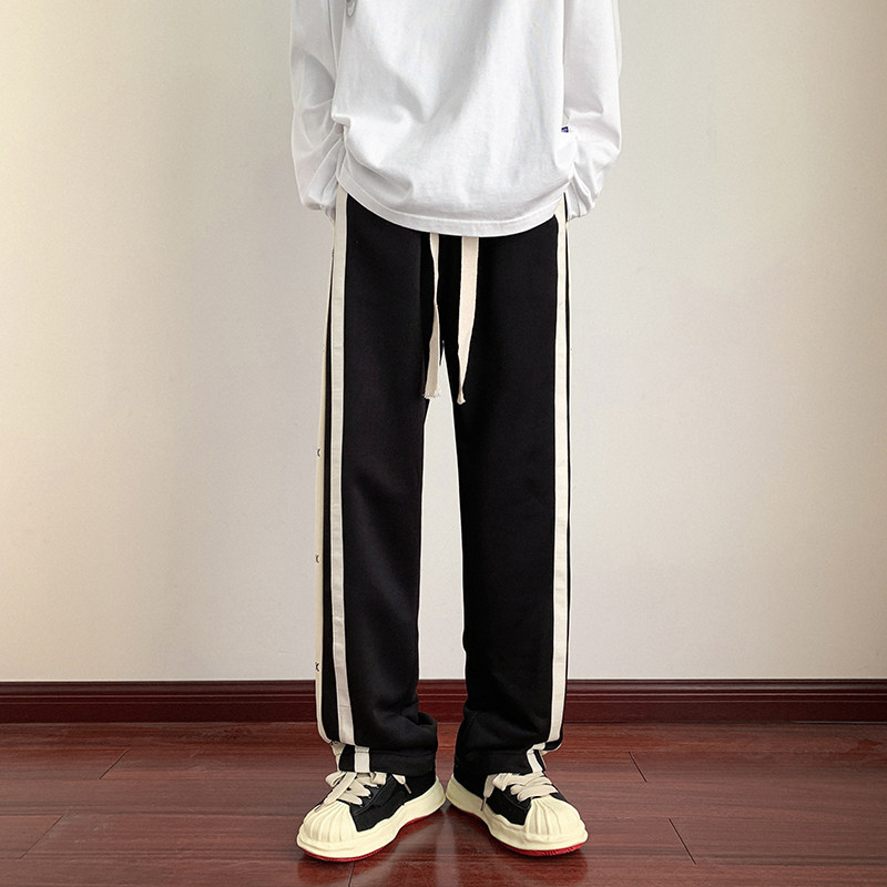 K861BP50秋款港风裤男卫裤宽松宽条纹直筒裤,男装休闲裤,星座304A-1