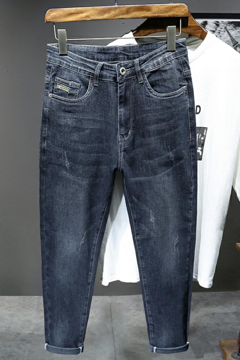 XZ304B-2-KT882A新款弹力小脚牛仔裤潮流灰色皮牌挂拍图,男装牛仔裤,星座304A-1