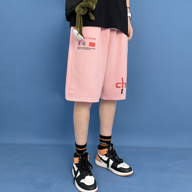 XZ304A-1-DK09CP30ins男士短裤时尚中裤宽松大码沙滩大裤衩,男装休闲裤,星座304A-1