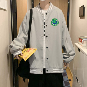 XZ304A-1-H166P50新品夹克棒球服男宽松上衣港风字母地球休闲外套图片