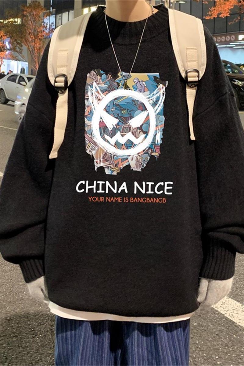 XZ304A-1-W336P35新品卫衣宽松潮牌外套小恶魔印花休闲,男装针织衫/毛衣,星座304A-1